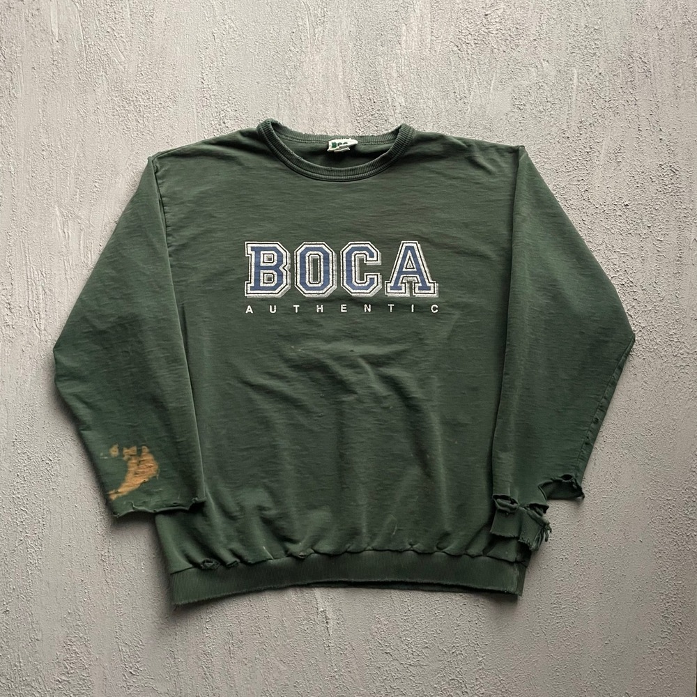 Vintage Boca Authentic Distressed Sweatshirt Mens XL Green 90s